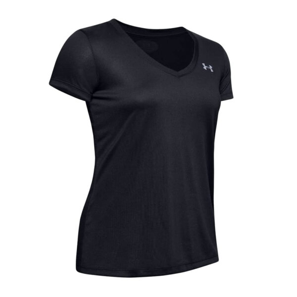 Under Armour Women's Tech Short Sleeve V-Neck - Solid Metalic silver