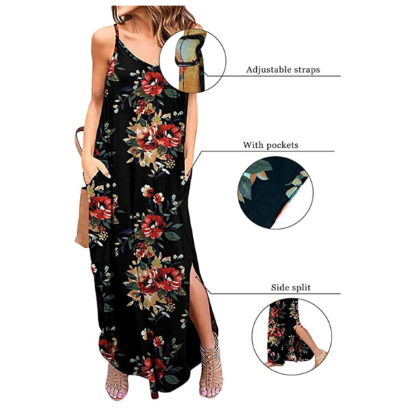 Zilcremo Women Summer Casual Dress Floral Loose Boho Dresses Cami Maxi Dresses Pockets