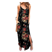 Zilcremo Women Summer Casual Dress Floral Loose Boho Dresses Cami Maxi Dresses with Pockets