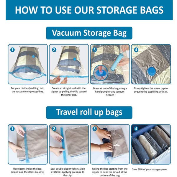 20 Pack Vacuum Storage Bags How to use our storage bags