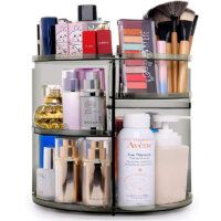 360 Degree Rotation Makeup Organizer Gray, Lazy Susan Cosmetics Storage Shelf Makeup Carousel Rotating Display Rack, Great for Countertop Bathroom Counter