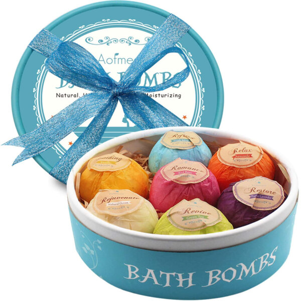 Aofmee Bath Bombs, 7 Pcs Fizzies Spa Kit Perfect for Moisturizing Skin