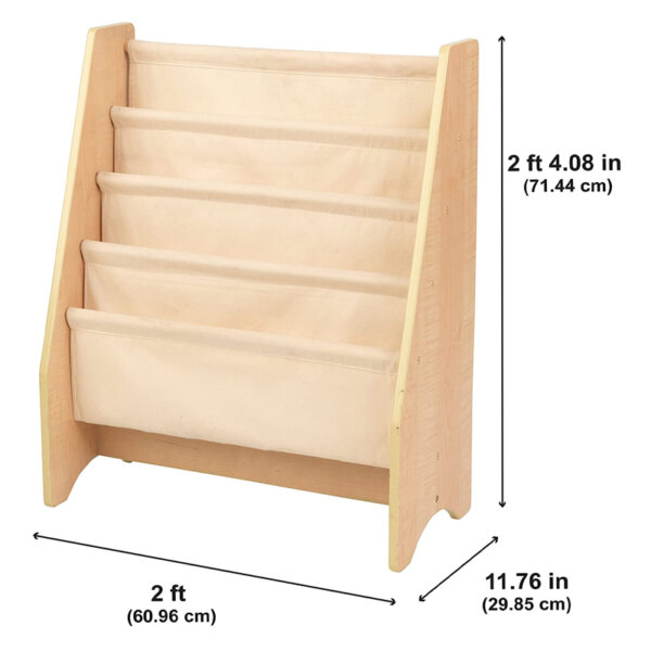 KidKraft Wood and Canvas Sling Bookshelf Furniture for Kids Natural, Gift for Ages 3+ Size