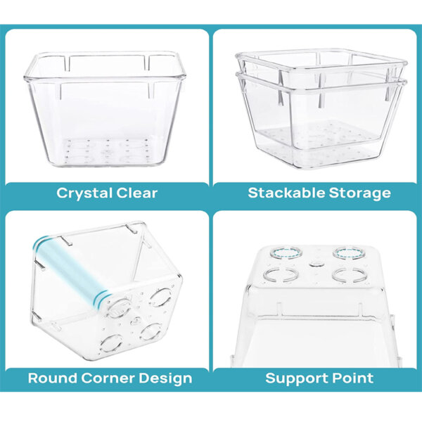 Vtopmart 25 PCS Plastic Clear Drawer Organizer support point