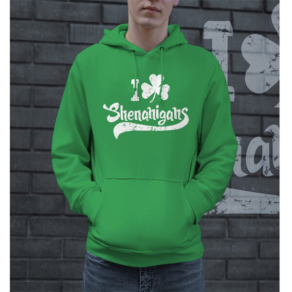 Crazy Dog Tshirts I Clover Shenanigans Hoodie Funny Irish Clover Sweatshirt Novelty Green Shirt