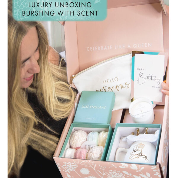 Luxe England Gifts Happy Birthday Box for Women luxury unboxing bursting with scent