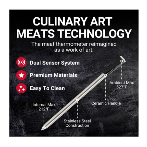 MEATER Plus Smart Meat Thermometer with Bluetooth 165ft Wireless Range for The Oven, Grill, Kitchen, BBQ, Smoker, Rotisserie culinary art