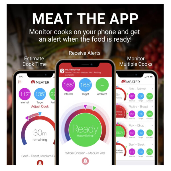 MEATER Plus Smart Meat Thermometer with Bluetooth 165ft Wireless Range for The Oven, Grill, Kitchen, BBQ, Smoker, Rotisserie meat the app