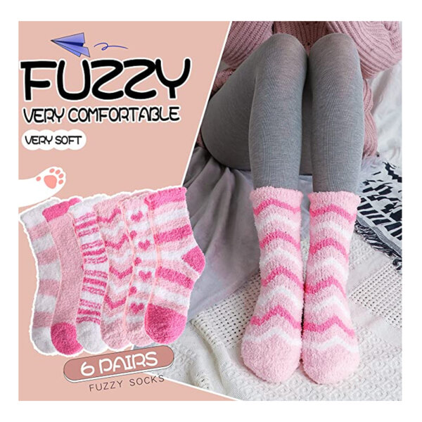 Womens Fuzzy Socks Slipper Soft Cabin Plush Warm Fluffy Winter Christmas Sleep Cozy Adult Socks Fuzzy