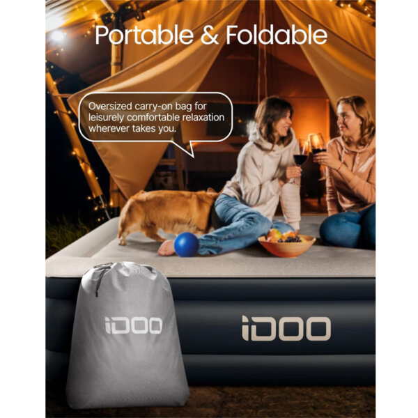 iDOO Air Mattress, Inflatable Airbed with Built-in Pump, 3 Mins Quick Self-Inflation, Comfortable Bedding Top Surface Blow Up Bed portable & foldable