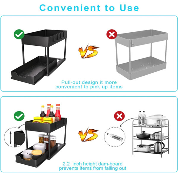 2-PACK Under Sink Organizers and Storage with Sliding Drawer convenient to use