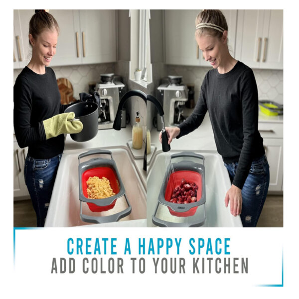 Colander Collapsible Red & Grey Over The Sink Colander with Handles create a space