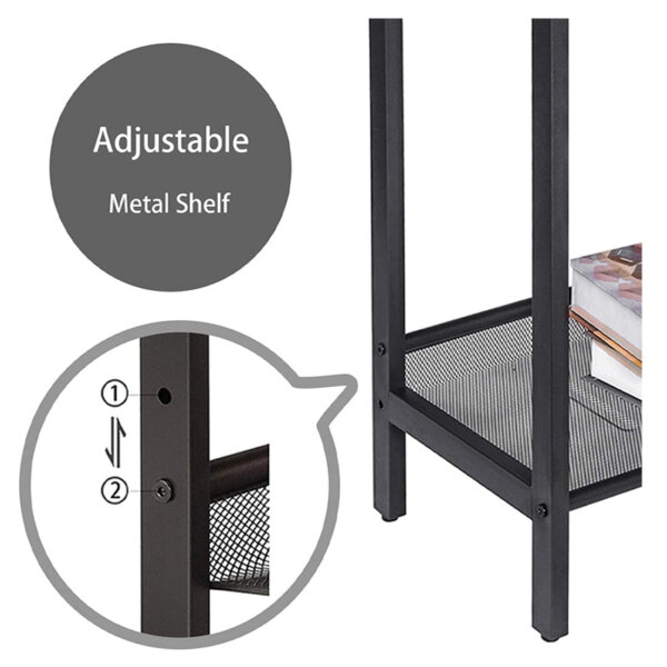 HOOBRO Side Table, Set of 2 Narrow Nightstands Adjustable metal shelf