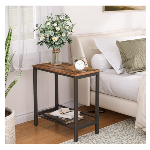 HOOBRO Side Table, Set of 2 Narrow Nightstands, Industrial End Table