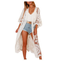 JDiction Women Swimsuit Cover Up Bathing Suit Kimono Long Beach Dress Floral Lace Bikini Swim Coverup