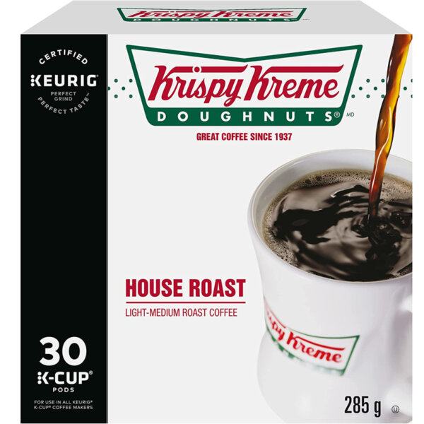 Krispy Kreme Doughnuts Smooth House Roast Single Serve Keurig Certified K-Cup pods for Keurig brewers, 30 Count