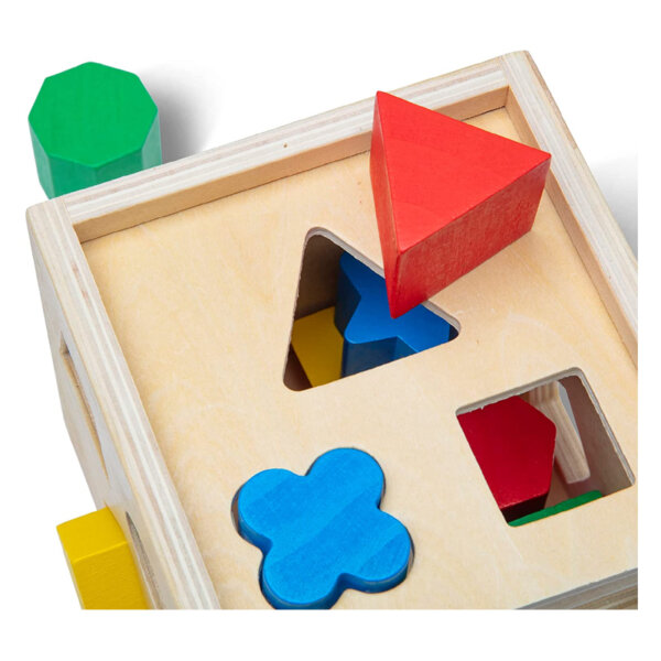 Melissa & Doug Shape Sorting Cube - Classic Wooden Toy With 12 Shapes Shape Sorter Toys For Toddlers Ages 2+