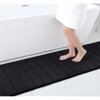 Olanly Memory Foam Soft Bath Mats Non-Slip Absorbent Bathroom Rugs Rubber Back Runner Mat for Kitchen Bathroom Floors 24″x70″, Black