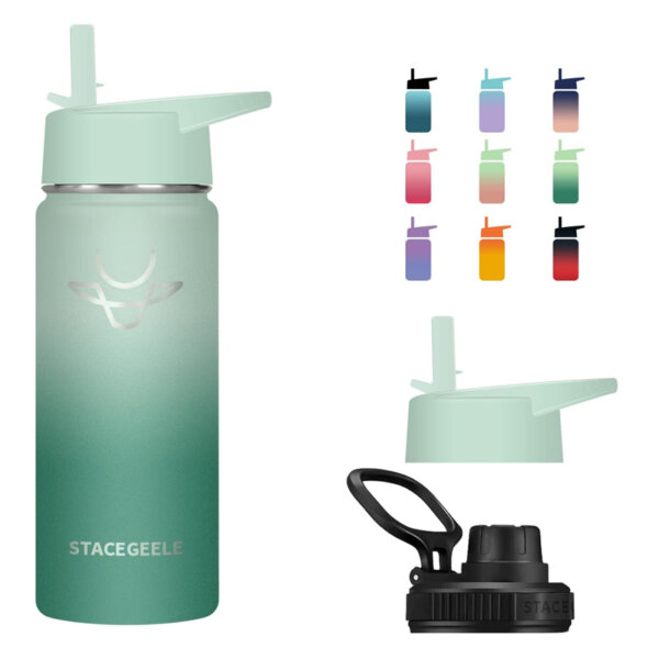 STACEGEELE Insulated Vacuum Water Bottle for Kids with Straw Lid Stainless Steel Flask Thermos