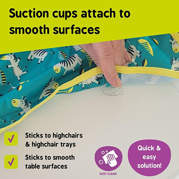 Tidy Tot Cover & Catch Waterproof Bib attaches to highchair NO More Gaps Suction cups