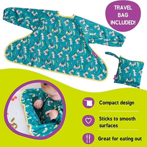 Tidy Tot Cover & Catch Waterproof Bib attaches to highchair NO More Gaps Travel bag included