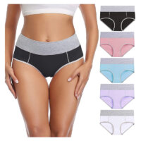 wirarpa Women’s Cotton Underwear High Waist Briefs Ladies Soft Comfortable Panties 5 Pack (Regular & Plus Size)