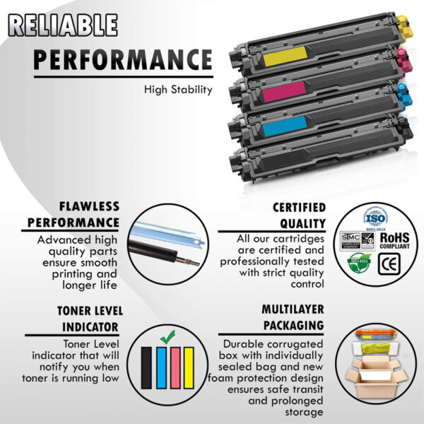 1 Set of 4 Inkfirst® Toner Cartridges Compatible Remanufactured Reliable Performance