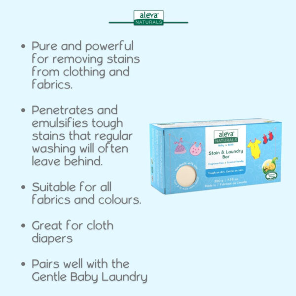 Aleva Naturals Stain and Laundry Bar, 220g Features