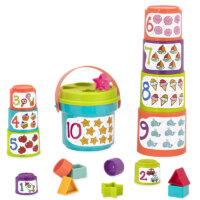Battat – Sort & Stack – Educational Stacking Cups with Numbers and Shapes for Toddlers