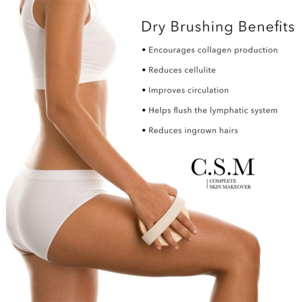 CSM Body Brush For Beautiful Skin - Solid Wood Frame & Boar Hair Exfoliating Brush Dry Brushing Benefits