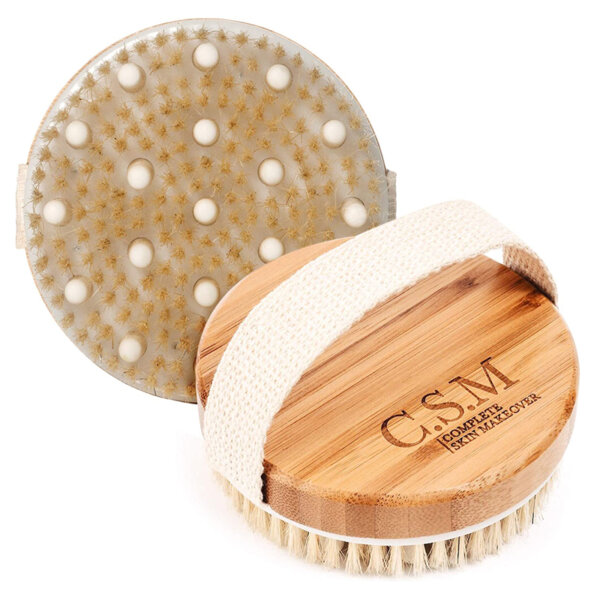 CSM Body Brush For Beautiful Skin - Solid Wood Frame & Boar Hair Exfoliating Brush To Exfoliate & Soften Skin