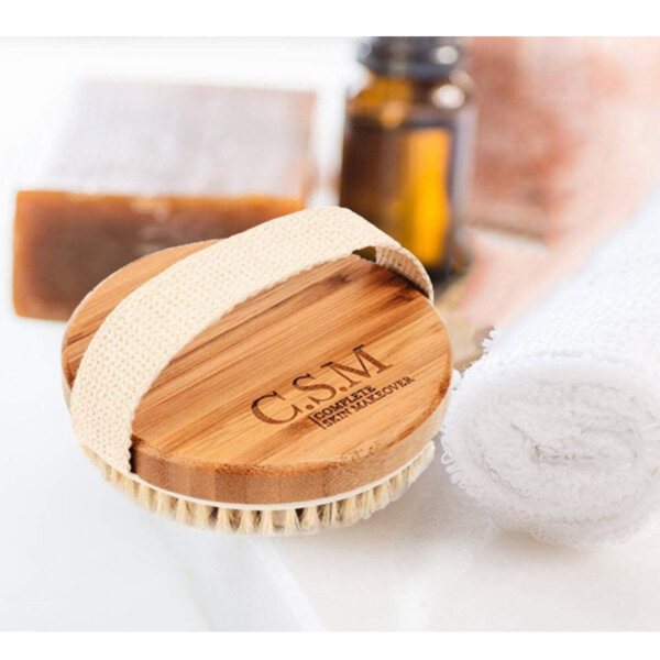 CSM Body Brush For Beautiful Skin - Solid Wood Frame & Boar Hair Exfoliating Brush To Exfoliate & Soften Skin, Improve Circulation