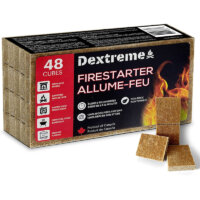 Dextreme Natural Fire Starter, 48 Cubes, Perfect for BBQ, Campfires, Charcoal, Wood Stoves, Grill Pit, Fireplace,Smokers – Easy to Ignite, Non-Toxic, Waterproof, Made in Canada from Wood Fiber and Wax