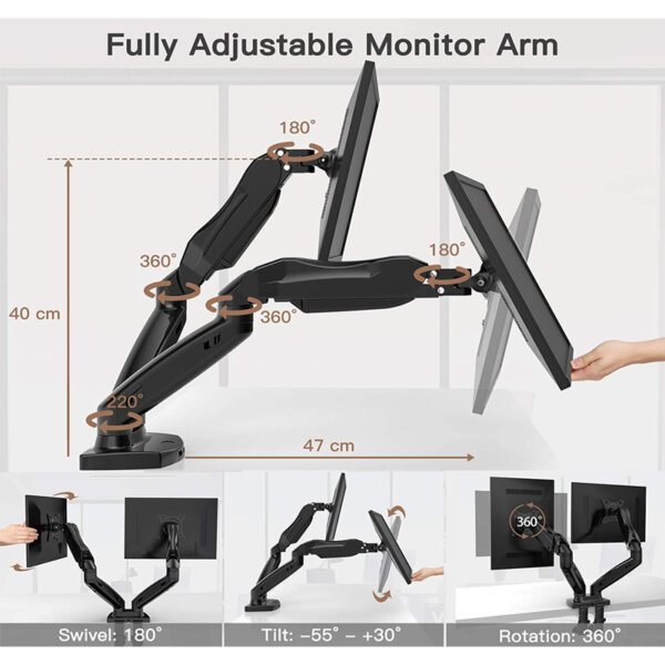 Dual Arm Monitor Mount Fully adjustable monitor arm