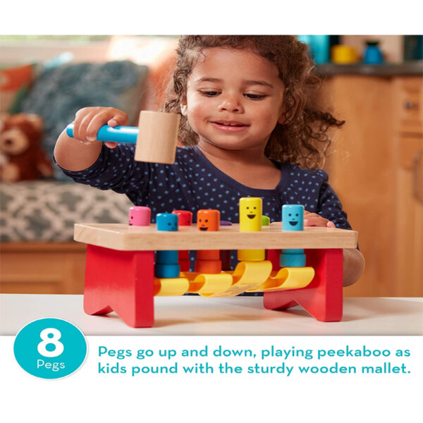 Melissa & Doug Deluxe Pounding Bench Wooden Toy With Mallet 8 pegs