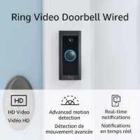 Ring Video Doorbell Wired – Convenient, essential features in a slimmed-down design, pair with Ring Chime to hear audio notifications in your home (existing doorbell wiring required) – 2021 release