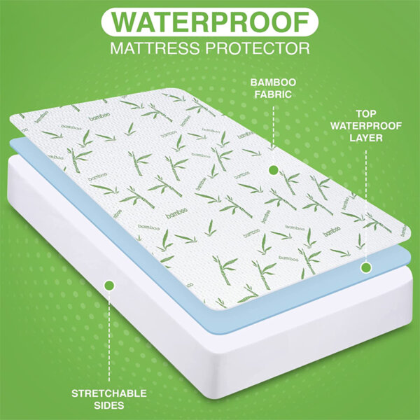 Utopia Bedding Premium Bamboo Waterproof Mattress Protector Queen 340 GSM Fits 17 inches