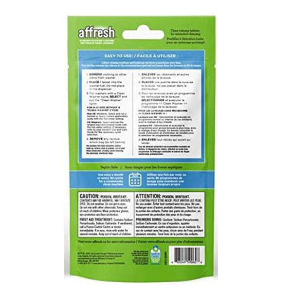 Affresh Washing Machine Cleaner, 3 tablets (3 Months Supply) Caution