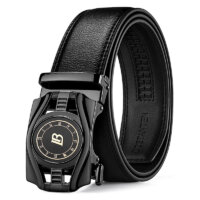 BOSTANTEN Men’s Leather Ratchet Dress Belt with Automatic Sliding Buckle