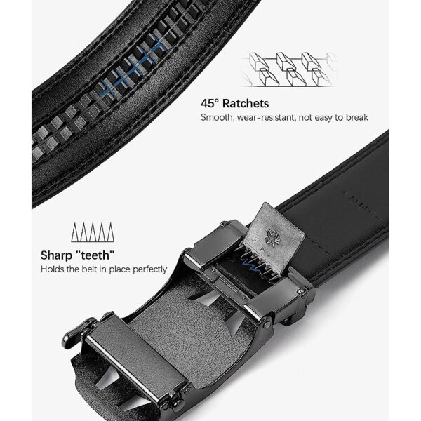 BOSTANTEN Men's Leather Ratchet Dress Belt with Automatic Sliding Buckle Sharp teeth