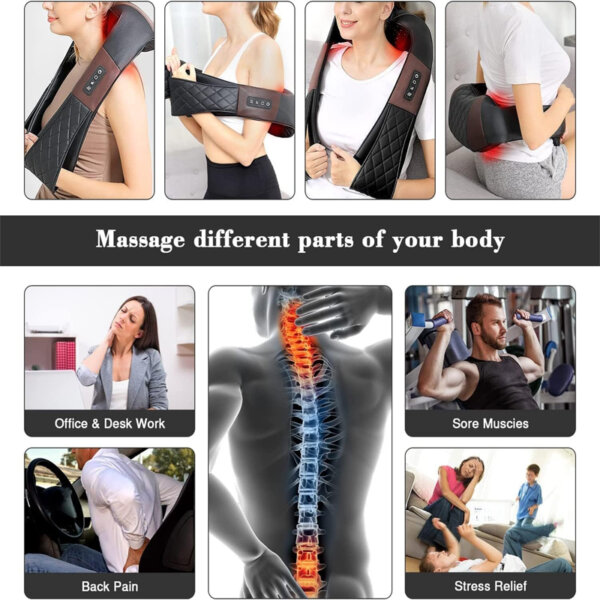 Shiatsu Neck and Shoulder Massager, Back Massager with Heat Massage different parts of your body