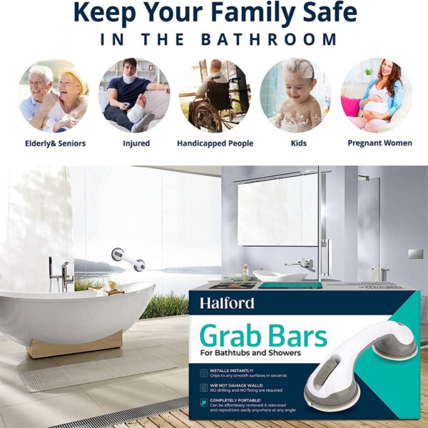 Shower handles for elderly suction, grab bars for bathtubs and showers Keep your family safe