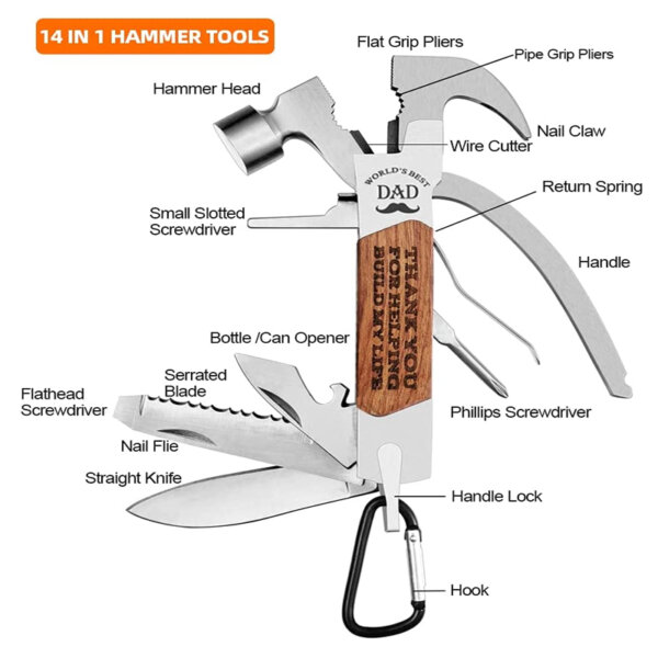 VEITORLD All in One Tools Hammer Multitool 14 in 1 Hammer Tools