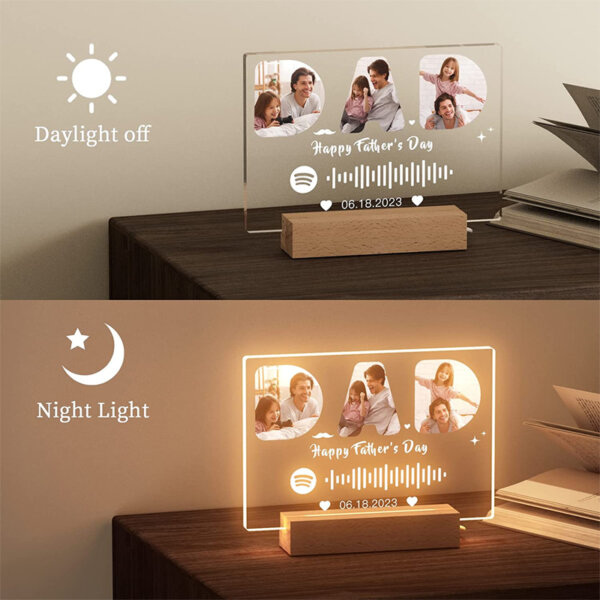 Witfox Custom Spotify Plaque Personalized Fathers Day Ideas Gifts Daylight off Night Light