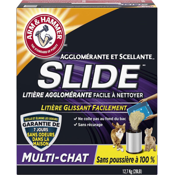 Arm & Hammer Clump & Seal Slide Clay Cat Litter, 12.7kg, Odour Control, Dust Free Clumping Litter