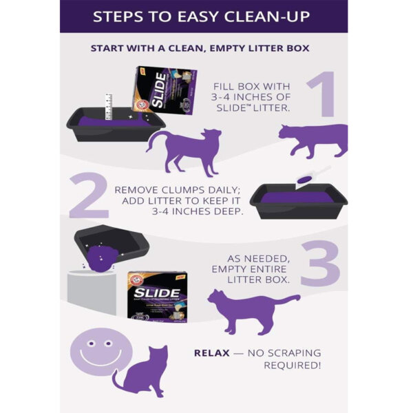Arm & Hammer Clump & Seal Slide Clay Cat Litter, 12.7kg, Odour Control, Dust Free, Clumping Litter Steps to easy Clean up