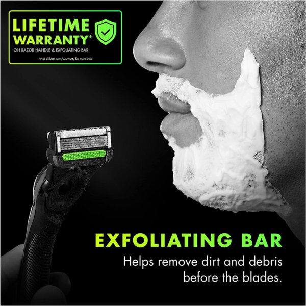 Gillette Mens Razor Blade Refills with Exfoliating Bar by GilletteLabs LifeTime Warranty