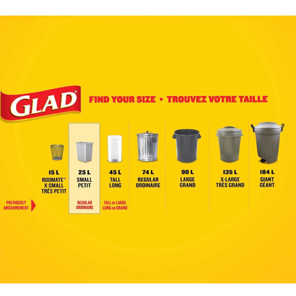 Glad White Garbage Bags - Small 25 Litres Febreze Fresh Clean Scent 100 Trash Bags Made in Canada of Global Components