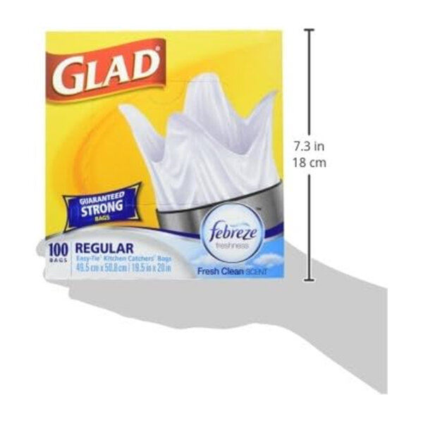 Glad White Garbage Bags - Small 25 Litres - Febreze Fresh Clean Scent, 100 Trash Bags, Made in Canada of Global Components Size