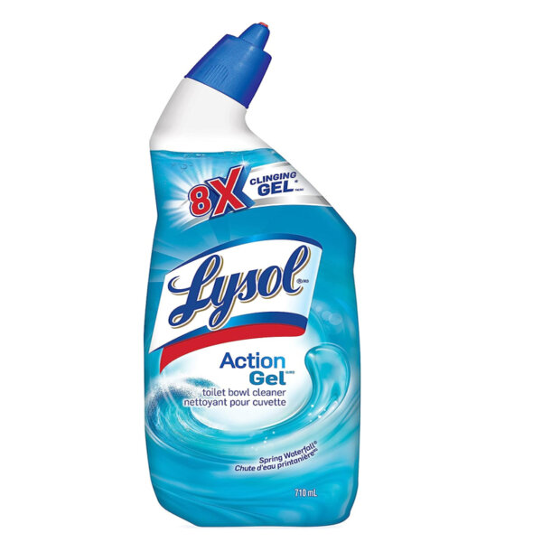 Lysol Toilet Bowl Cleaner, Action Gel, Spring Waterfall, 710ml, 8x Clinging Gel